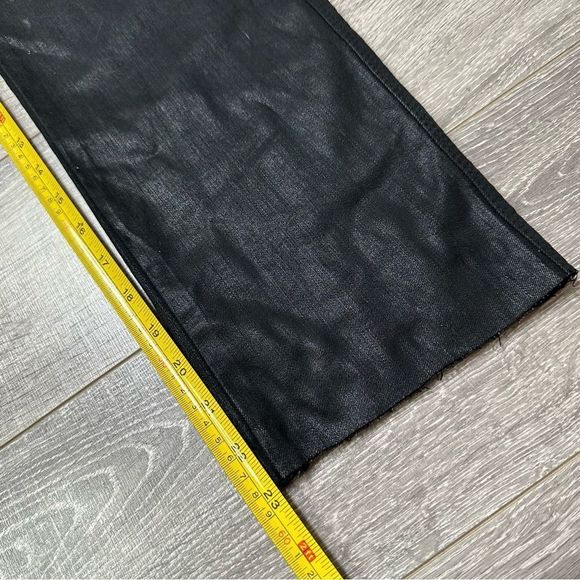 FRAME Le Sylvie Slender Straight black high rise waxed raw hem ankle Jeans - Picture 7 of 9